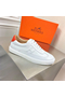 Hermes Men's Quicker Sneakers In White Calfskin Replica
