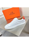 Hermes Men's Quicker Sneakers In White Calfskin Replica