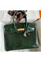 Hermes Birkin 30 Handmade Bag In Green Crocodile Porosus Shiny Skin Replica