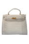 Hermes Kelly 32cm Shoulder Bags OFFWhite Croco Leather Gold Replica