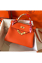 Hermes Kelly Retourne 28 Handmade Bag In Orange Clemence Leather Replica