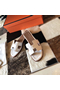 Hermes Oran Sandals In White Shiny Niloticus Crocodile Replica