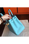 Hermes Birkin 25 Handmade Bag In Blue Atoll Epsom Calfskin Replica