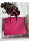 Hermes Birkin 25 Retourne Handmade Bag In Rose Tyrien Clemence Leather Replica