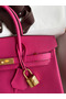 Hermes Birkin 25 Retourne Handmade Bag In Rose Tyrien Clemence Leather Replica