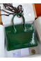Hermes Birkin 30 Handmade Bag In Malachite Crocodile Niloticus Shiny Skin Replica