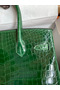 Hermes Birkin 30 Handmade Bag In Malachite Crocodile Niloticus Shiny Skin Replica