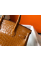 Hermes Birkin 30cm Bag In Gold Embossed Crocodile Leather Replica
