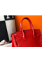 Hermes Birkin 30cm Bag In Red Embossed Crocodile Leather Replica