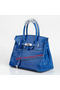 Hermes Birkin 30CM Tote Bags Blue Iridescent Croco Leather Silver Replica