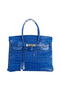 Hermes Birkin 30CM Tote Bags Blue Iridescent Croco Leather Silver Replica