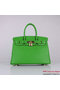 Hermes Birkin 30CM Tote Bags Green Clemence Leather Gold Replica