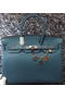 Hermes Birkin 35CM Tote Bag Litchi Leather HB35GL Blue Replica