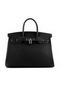 Hermes Birkin 35CM Tote Bags Black Grainy Leather H-35 Silver Replica