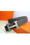 Hermes Calf Leather Diamond Belt HB118 Black Silver Replica