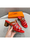 Hermes Celena Sandals 50mm In Red/Brown Calfskin Replica
