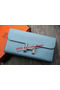 Hermes Constance Long Wallets Original Leather HA909 SkyBlue Replica