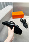 Hermes Figari 55mm Wedge Sandals In Black Nappa Leather Replica