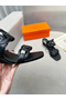 Hermes Figari 55mm Wedge Sandals In Black Nappa Leather Replica