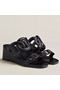 Hermes Figari 55mm Wedge Sandals In Black Nappa Leather Replica
