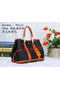 Hermes Garden Party 30cm Tote Bags Grainy Leather Black&Orange Replica