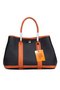 Hermes Garden Party 30cm Tote Bags Grainy Leather Black&Orange Replica