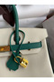 Hermes HSS Birkin 30 Bicolor Bag in Craie and Malachite Epsom Calfskin Replica