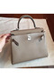 Hermes Kelly 25cm Retourne Handmade Bag In Grey Swift Leather Replica