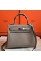 Hermes Kelly 25cm Retourne Handmade Bag In Grey Swift Leather Replica