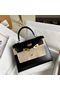 Hermes Kelly 28cm Shoulder Bags Smooth Leather KL28 Black Replica