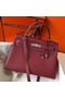 Hermes Kelly 32cm Bag In Bordeaux Clemence Leather PHW Replica