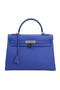 Hermes Kelly 32cm Shoulder Bag Blue Original Leather K32 Silver Replica