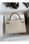 Hermes Kelly Mini II Sellier Bicolor Handmade Bag in Craie and Trench Epsom Calfskin Replica