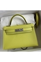 Hermes Kelly Mini II Sellier Handmade Bag In Jaune Bourgeon Chevre Mysore Leather Replica