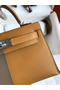 Hermes Kelly Mini II Sellier Tri-color Bag In Taupe/Sesame/Blue Nuit Epsom Calfskin Replica