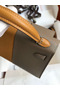 Hermes Kelly Mini II Sellier Tri-color Bag In Taupe/Sesame/Blue Nuit Epsom Calfskin Replica