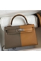 Hermes Kelly Mini II Sellier Tri-color Bag In Taupe/Sesame/Blue Nuit Epsom Calfskin Replica