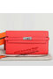 Hermes Kelly Original Leather Bi-Fold Wallet A708 Light Red Replica