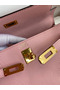 Hermes Kelly Retourne 25 Handmade Bag In Rose Sakura Clemence Leather Replica
