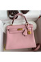 Hermes Kelly Retourne 25 Handmade Bag In Rose Sakura Clemence Leather Replica