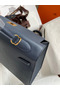 Hermes Kelly Sellier 32 Handmade Bag In Blue Indigo Epsom Calfskin Replica