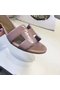 Hermes lady leather Slipper HO814HMJ Heel 5CM pink Replica