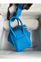 Hermes Mini Lindy Handmade Bag In Blue Frida Clemence Leather Replica