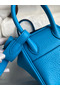 Hermes Mini Lindy Handmade Bag In Blue Frida Clemence Leather Replica