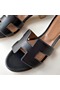 Hermes Oasis Sandals In Black Swift Leather Replica