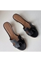 Hermes Oasis Sandals In Black Swift Leather Replica