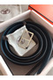 Hermes Officier Reversible 38mm Belt In Blue Clemence Leather Replica