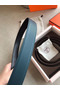 Hermes Officier Reversible 38mm Belt In Blue Clemence Leather Replica