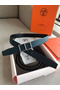 Hermes Officier Reversible 38mm Belt In Blue Clemence Leather Replica