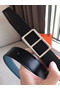 Hermes Officier Reversible 38mm Belt In Blue Clemence Leather Replica